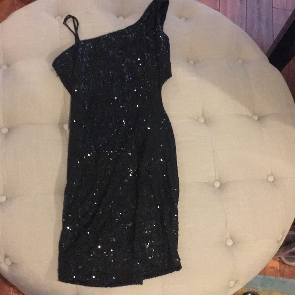 NEW Black sequin dress side cut